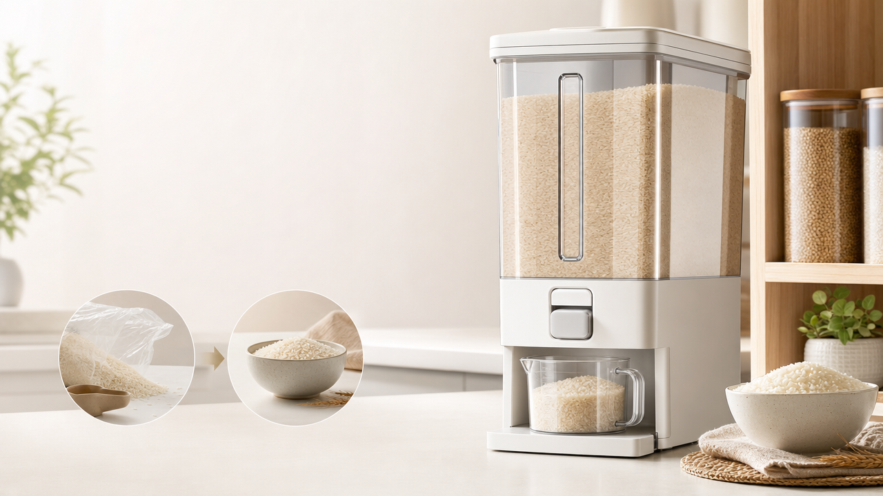 Airtight Rice Dispenser Wholesale From US$3.06: Sell One-Touch Pantry Storage at $18.99