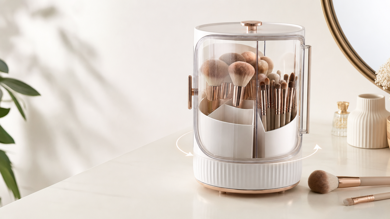 Rotating Makeup Brush Holders: Sell the Vanity Reset