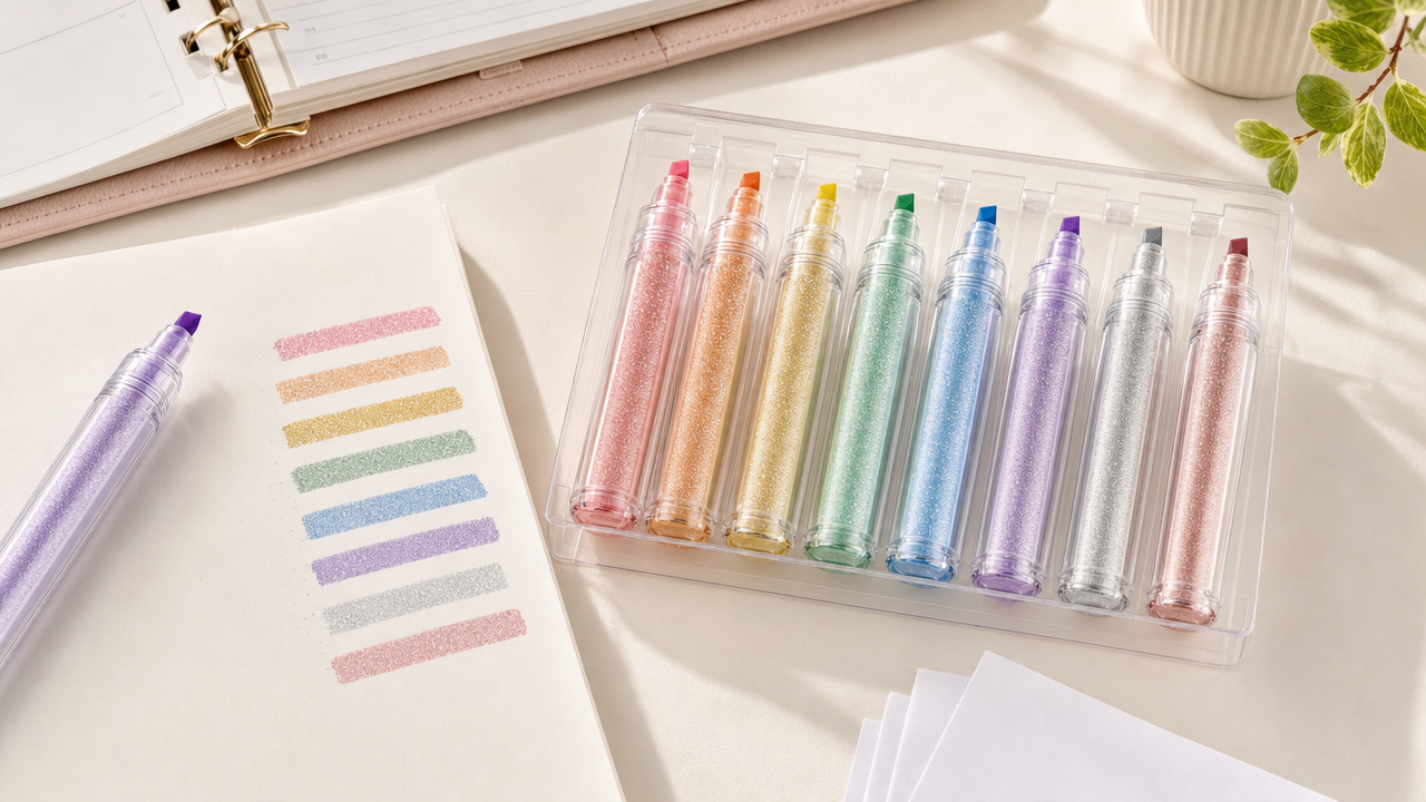 Eight-Pack Glitter Highlighters Wholesale From US$1.29: Build a $15.59 Stationery Offer