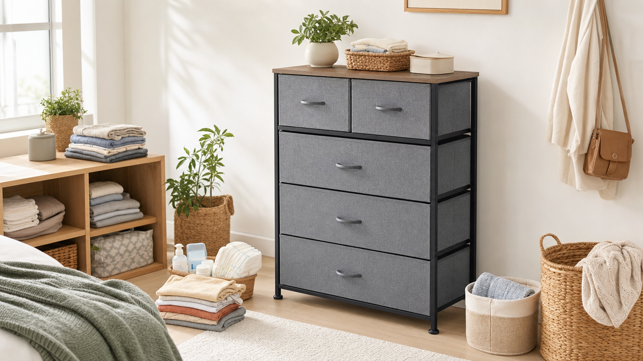 Five-Drawer Fabric Dresser Wholesale From US$15.40: Build a $43.98 Small-Space Storage Offer