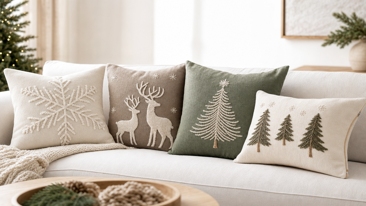 Four-Piece Neutral Christmas Pillow Covers Wholesale From US$9.48: Build a US$22.09 Holiday Décor Offer