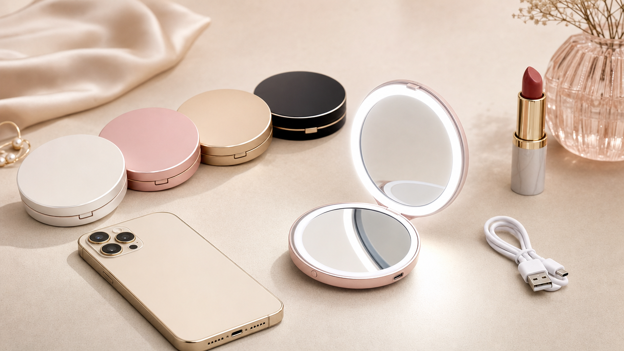LED Compact Pocket Mirror Wholesale From US$1.05: A Beauty Add-On With Giftable Margins