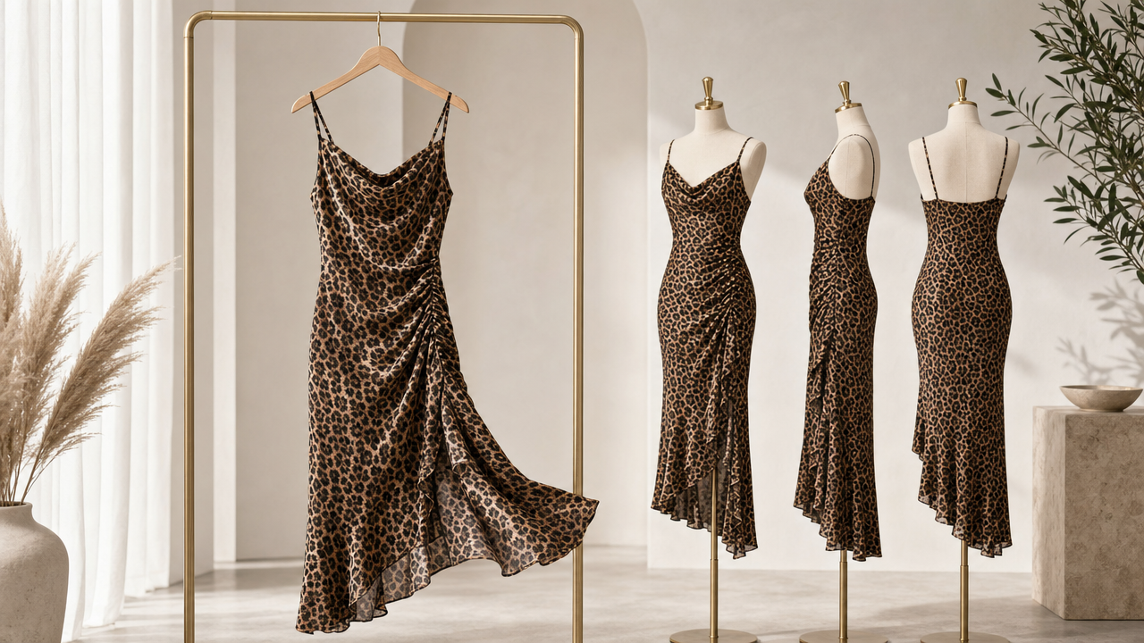Leopard-Print Asymmetrical Cami Midi Dress: Similar Options From US$3.64