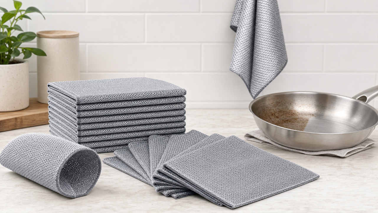Ten-Pack Metallic-Fiber Dishcloths: From US$0.02 Each