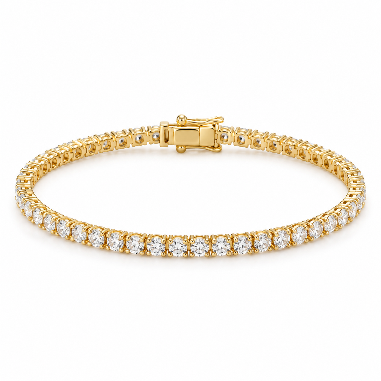 Unbranded gold-tone 3mm cubic zirconia tennis bracelet with a single row of clear stones