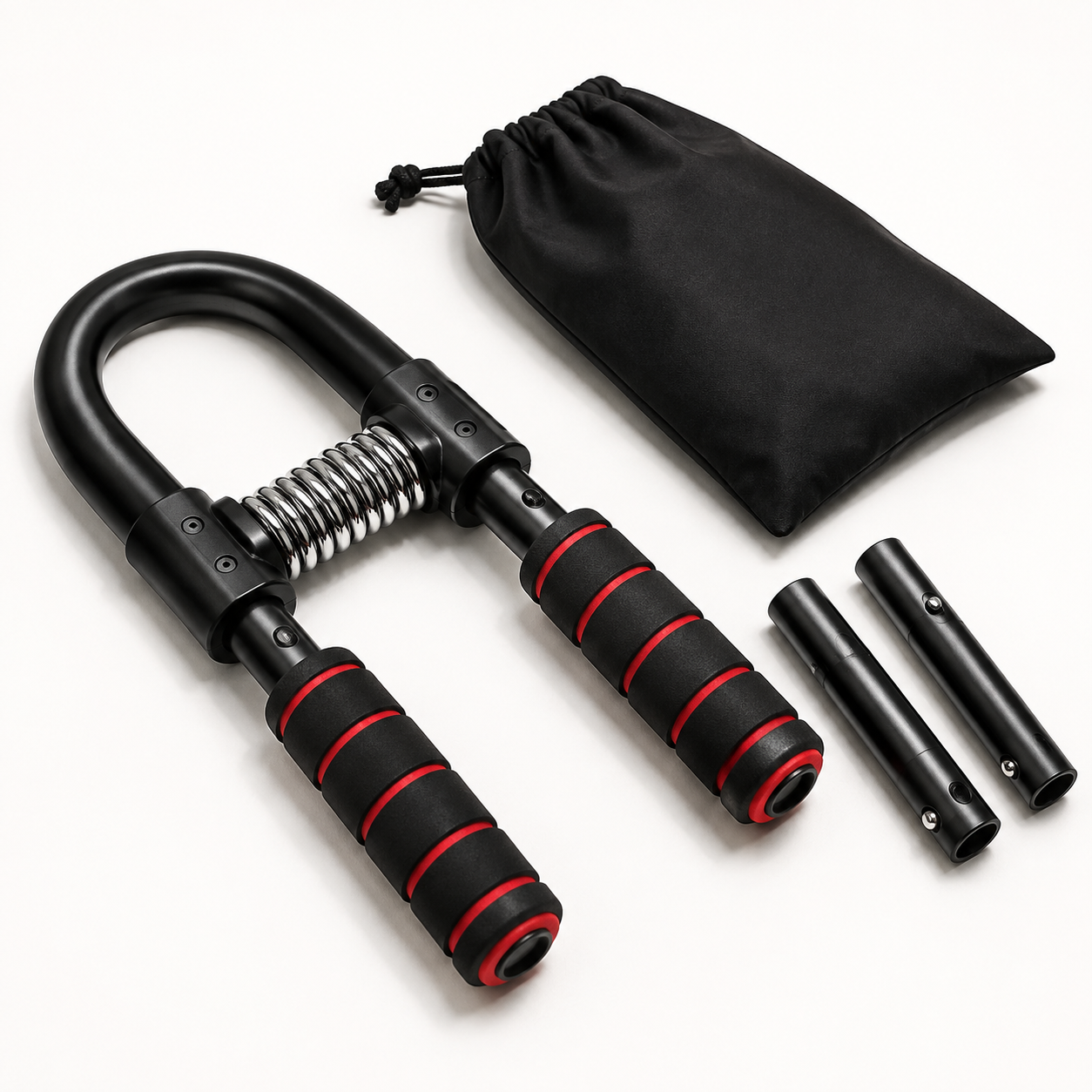 Unbranded U-shaped spring chest and arm trainer with padded grips and detachable handle sections
