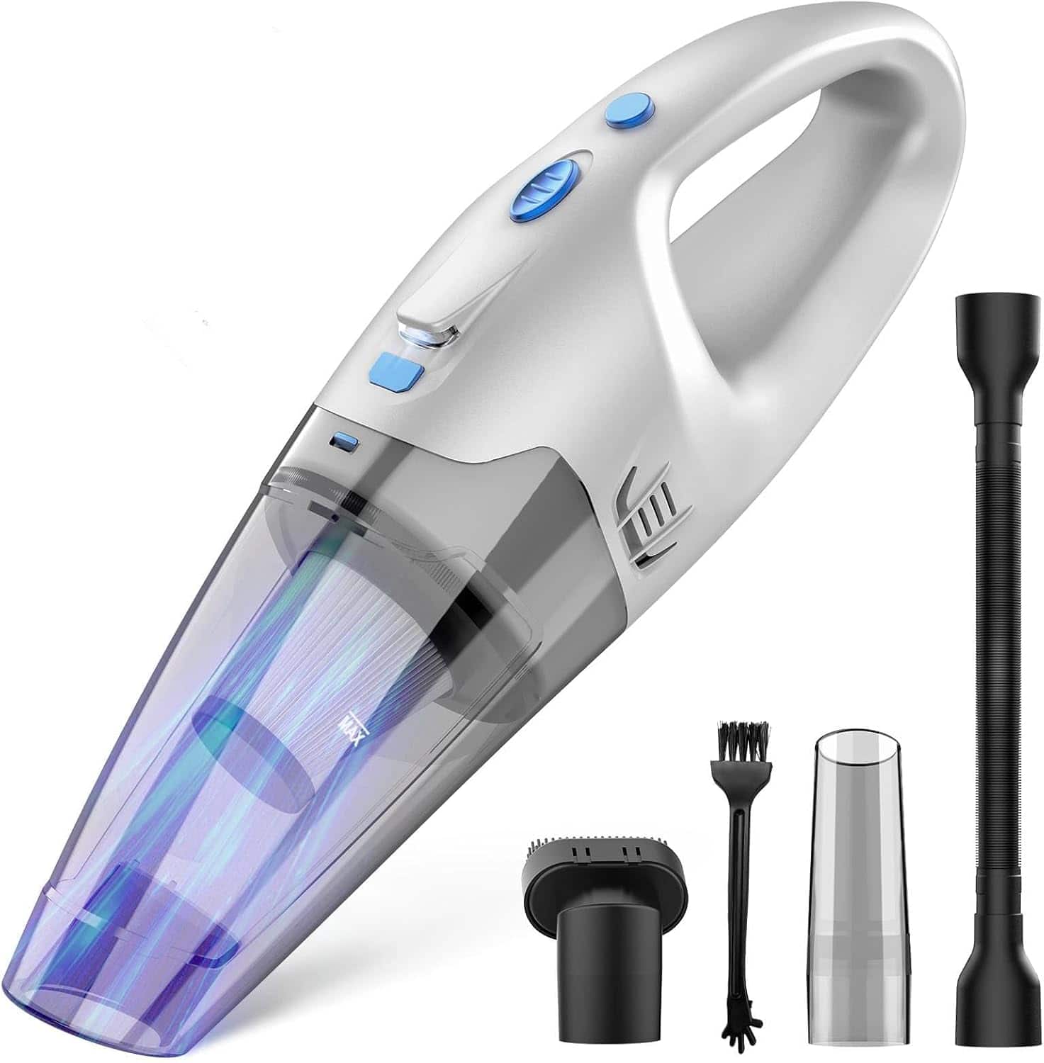 Cordless handheld vacuum cleaner with attachments for car and home cleaning