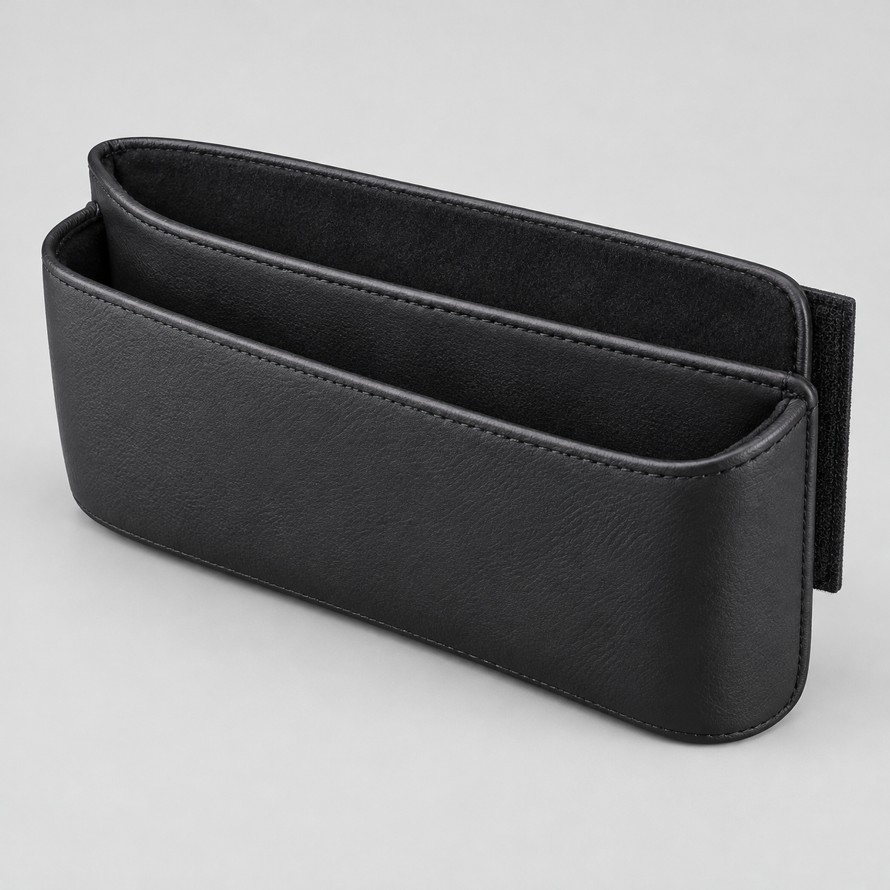 Unbranded black faux leather car door storage pocket with flannel lining
