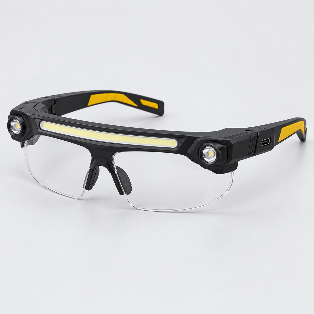 Unbranded rechargeable LED headlamp glasses with COB brow light and side spotlights