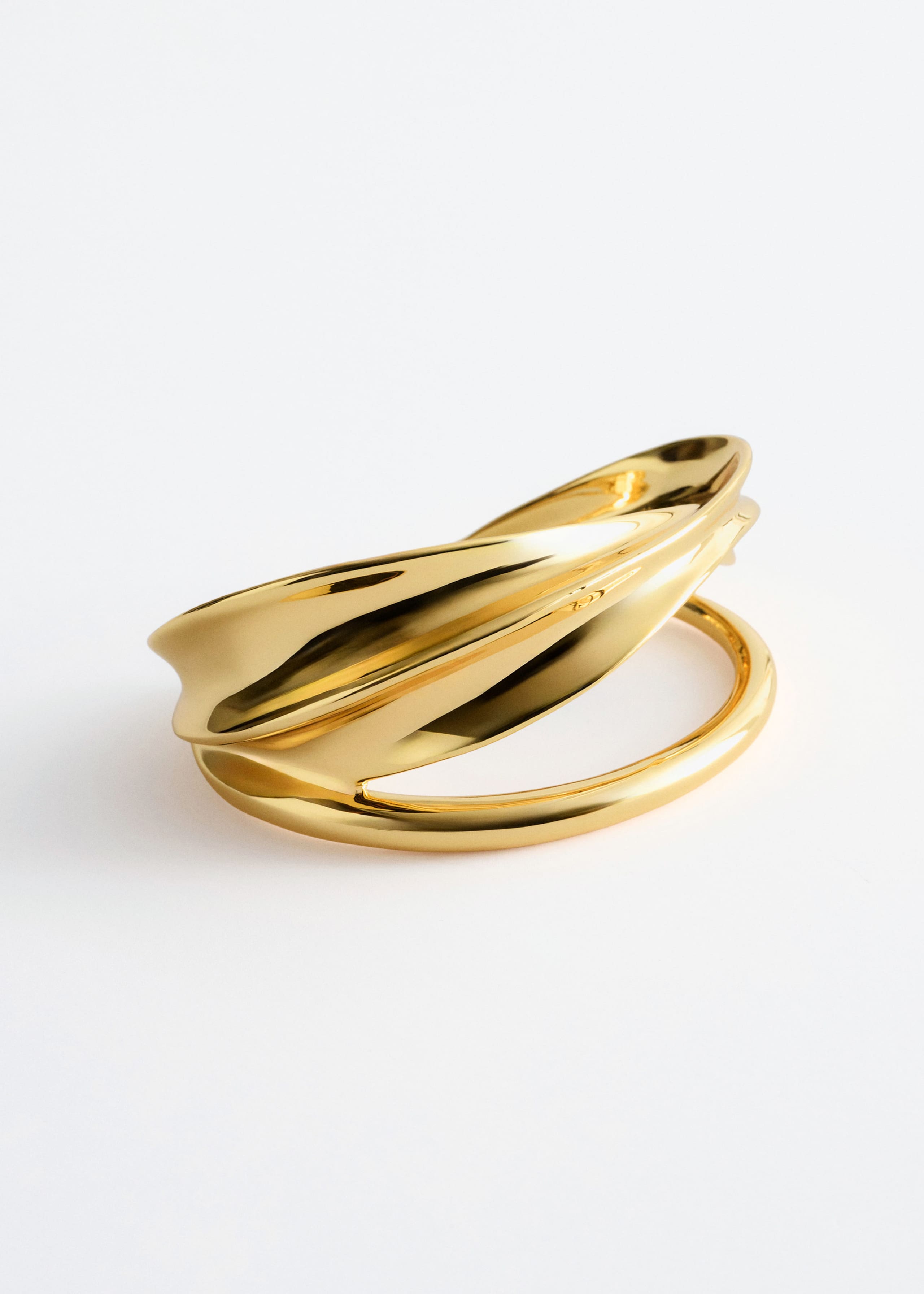 Sculptural gold cuff bracelet wholesale polished statement bangle product image