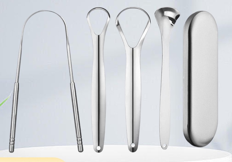 Stainless steel tongue scraper set wholesale product image